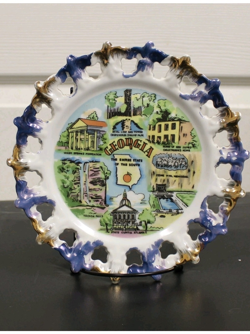 Vintage State of Georgia Plate Scenic Landmarks Decorate Collectors Plate 10"